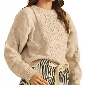 NEW LOVLOV soft classic knit pattern sweater in oatmeal